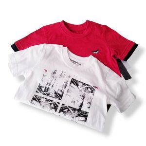 Buffalo David Bitton Bundle of Two Boys T-Shirts- Red Black & White Graphic